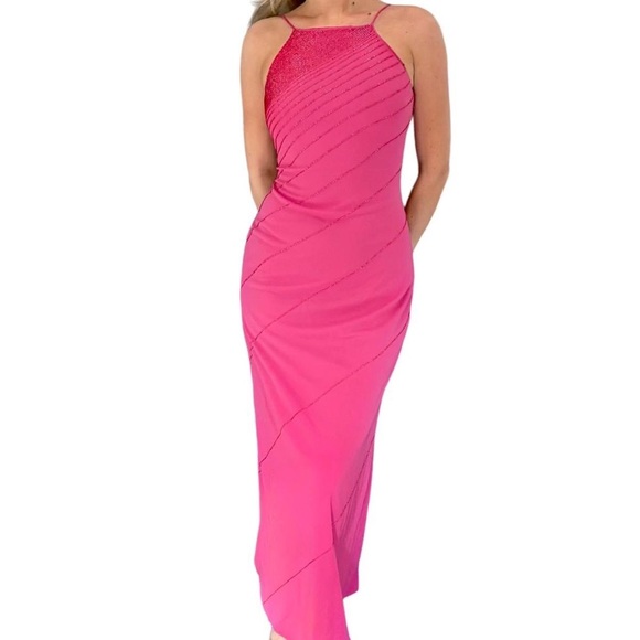 Layla Hand Beaded Gown Vintage Pink